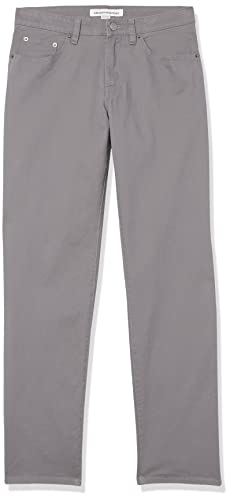 Amazon Essentials Men's Straight-Fit 5-Pocket Stretch Twill Pant, Dark Grey, 34W x 32L