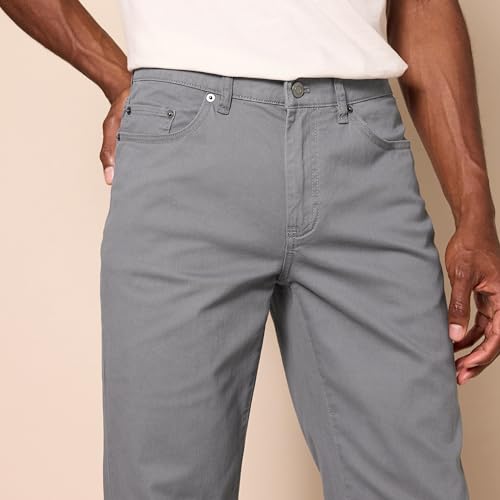 Amazon Essentials Men's Straight-Fit 5-Pocket Stretch Twill Pant, Dark Grey, 34W x 32L