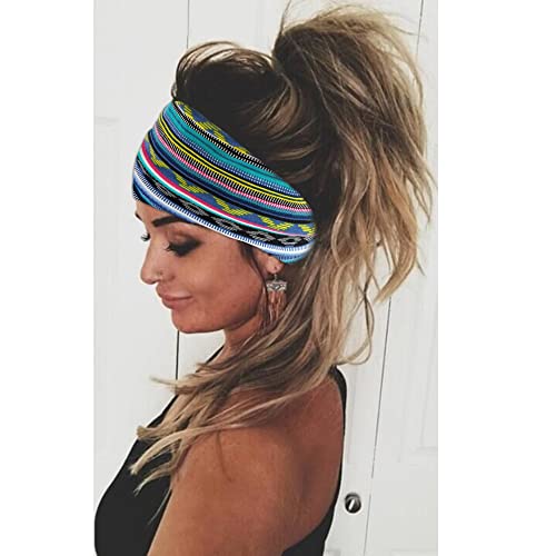 STGDAK Boho Headbands For Women Fashion Stretch Wide Hair Bands Knoted Turban Head Bands Yoga Running Sweatband Elastic Headband Stylish Wrap Headbands Hair Accessories for Teen Girls 4 Pack