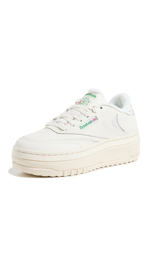 Reebok Women's Club C Extra Sneaker, Chalk/Chalk/Glen Green, 7.5