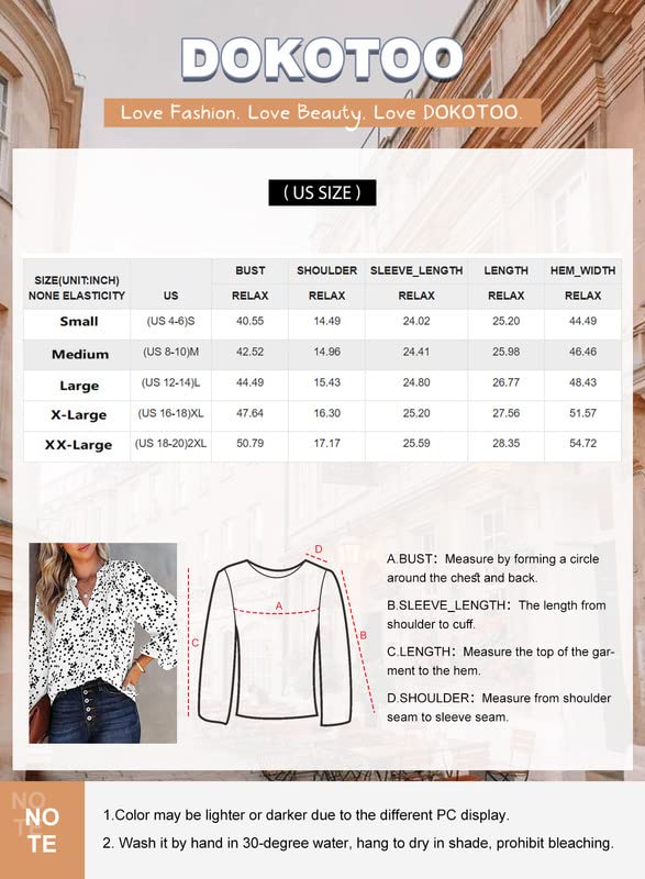 Dokotoo Floral Print V-Neck Chiffon Blouse - Boho Long Sleeve Top for Women