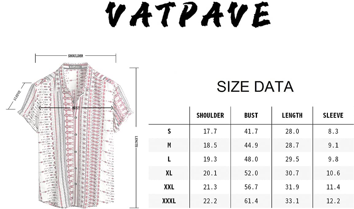 VATPAVE Mens Casual Short Sleeve Button Down Shirts Regular Fit Hawaiian Summer Shirts 3X-Large WineRed