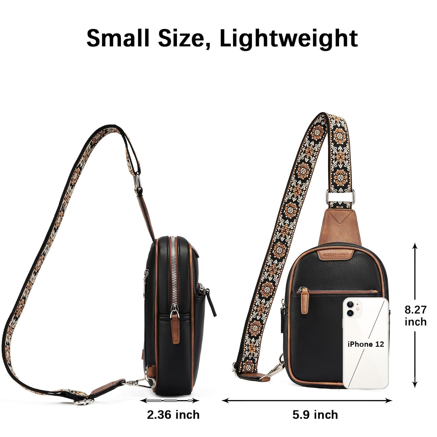 BOSTANTEN Sling Bag for Women Crossbody Purse, Small Leather Crossbody Bags Fanny Pack for Travel