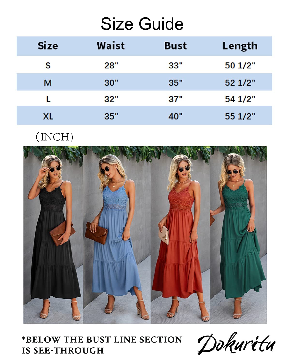 Dokuritu Cocktail Dress Green Dresses for Women Beach Crochet Lace Maxi Dress Summer Spaghetti Strap Long Dress Vacation Outfits 2024(DarkGreen,L)